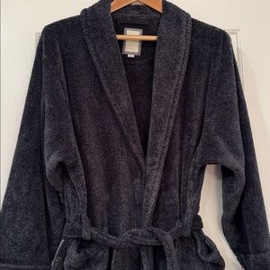 Daniel Buchler plush, soft, belted fleece robe in Blue/Gray - Size L/XL